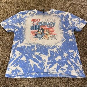 Bluey Red, White, and Bluey Graphic Tee Gildan softstyle unisex